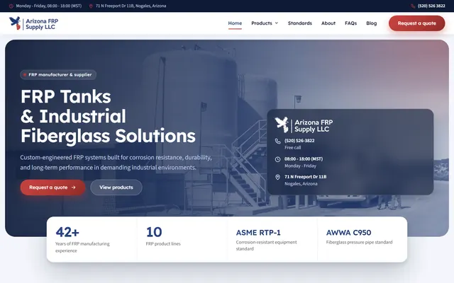 Página de inicio de Arizona FRP Supply