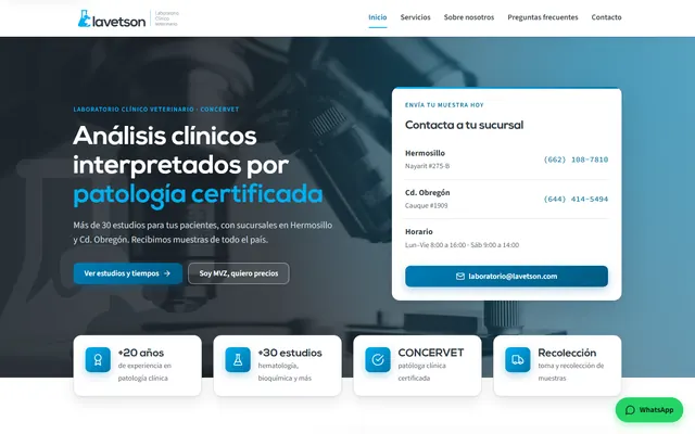 Página de inicio de Lavetson